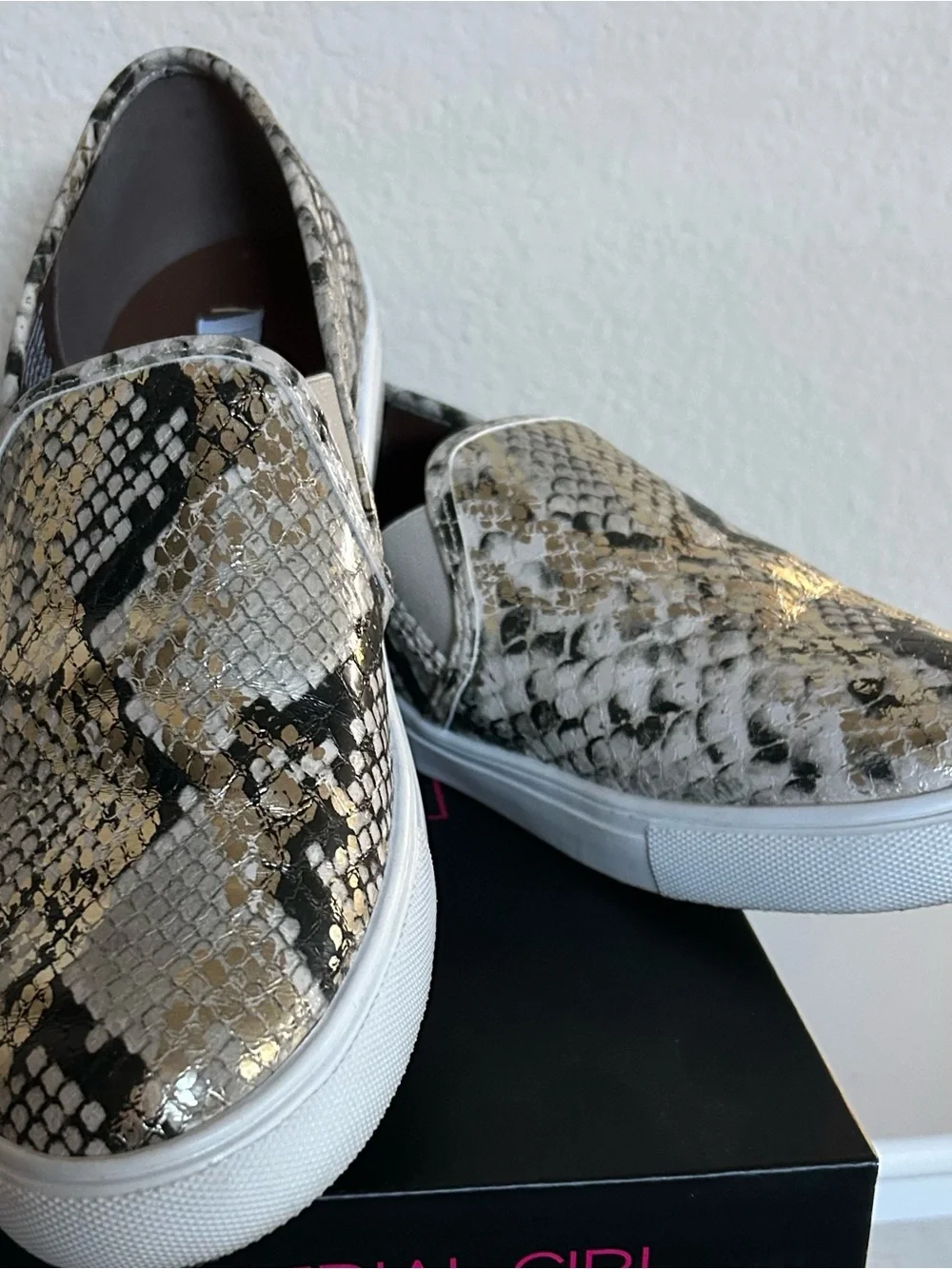 Steve Madden Slip-On Women's Sneakers in Snake Print - Metallic Neutral